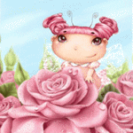 Розовая девочка среди розовых роз
