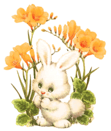Белый кролик в цветах фрезии