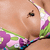 Пчела на груди у девушки