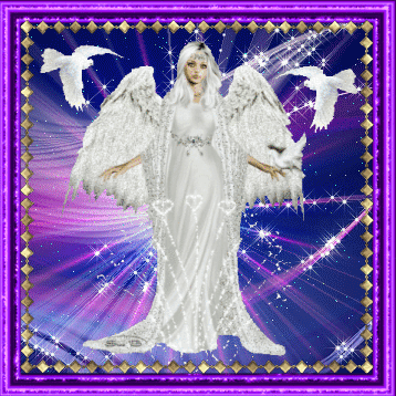 Анимированный рисунок - девушка ангел в белой одежде