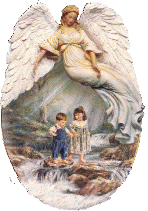 Символичная картинка с детьми и ангелом хранителем