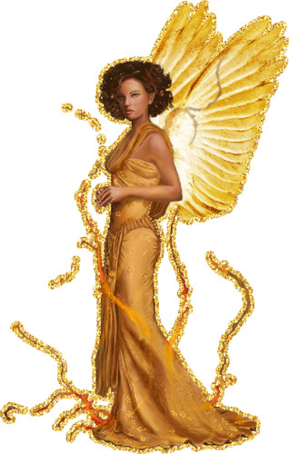 Девушка-ангел в золотых бликах