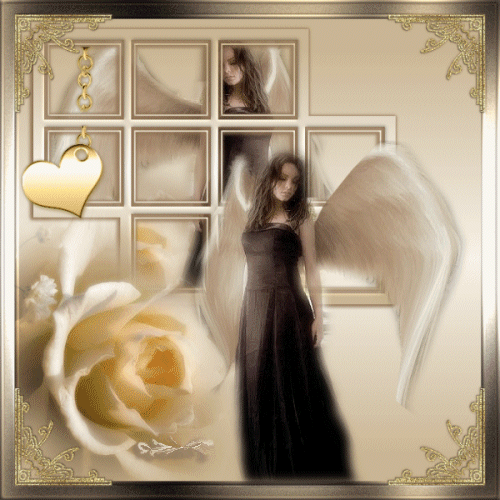 Красивый ангел девушка в черном платье с белыми крыльями ...