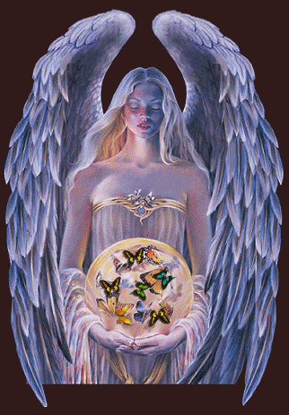 Девушка ангел, с огромными белыми крыльями за спиной, зач...