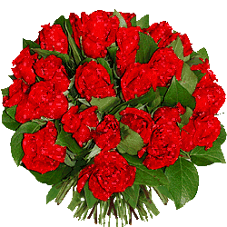 Круглый букет красных роз составлен с любовью. Очень милы...