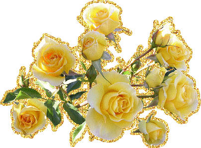 Блестяшка желтые розы в золотой анимации