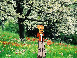 Весна.Девочка в цветущем саду