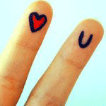 2 пальца, сердечко, love u
