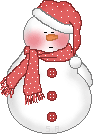 Снеговичок в красной шапочке с бомбошкой