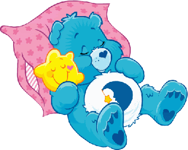 Синий медведь сладко храпит на розовой подушке. На кругло...