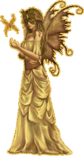 Девушка в маске и золотом платье