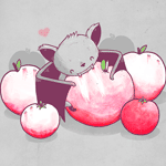 Летучая мышь обнимает и грызет яблоки