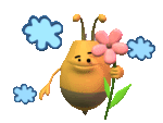 Пчелка с цветочком среди облаков