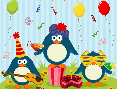 Праздничный рисунок с пингвинами