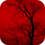 Черное дерево на красном фоне