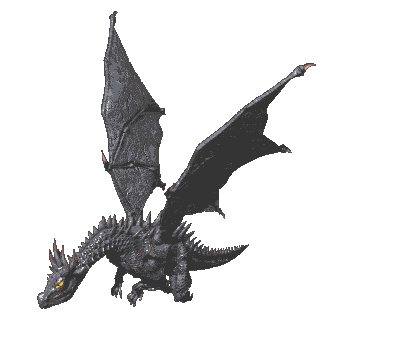 Анимация летящего черного дракона