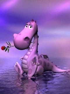 Розовый ящер с цветочком - классная любовная анимашка