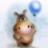 Животные Бегемотик с воздушным шариком смайлик gif анимация