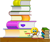 Книги, учебники, библиотека Книги. Стопка книг на столе смайлик gif анимация