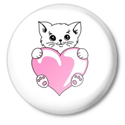 Белый котенокс розовым сердечком