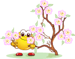 Смайлик  у цветущего дерева. Весна
