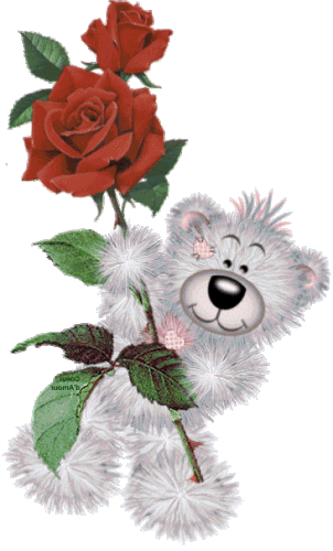Мишка Тедди прячется за огромными розами