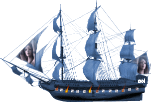 Анимация корабля с синими парусами
