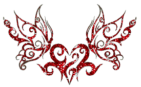 Уголок с бабочками и сердцем красный