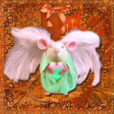 Игрушка белая крыса с розовыми крыльями