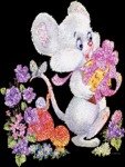 Мышка с цветами и среди цветов