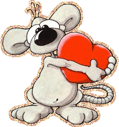 Рисунок крысы, обнимающей сердечко