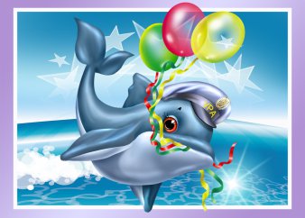 Открытки. День основания ВМФ России. Дельфин с воздушными...