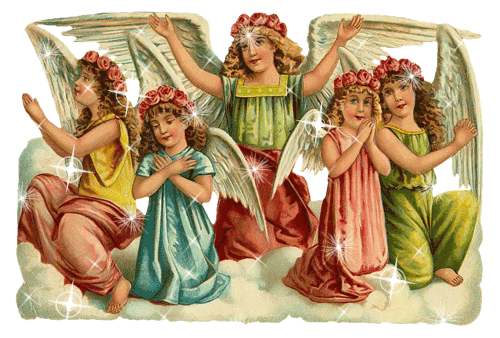 Красивая винтажная картинка ангелочков
