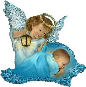 Анимашка с ангелом хранителем и маленьким ребенком