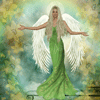  Шикарный ангел в зелёном <b>одеянии</b>  гифка анимация