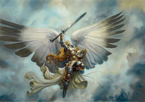 Фантазийная картинка - ангел воин с мечом, сильная и одно...
