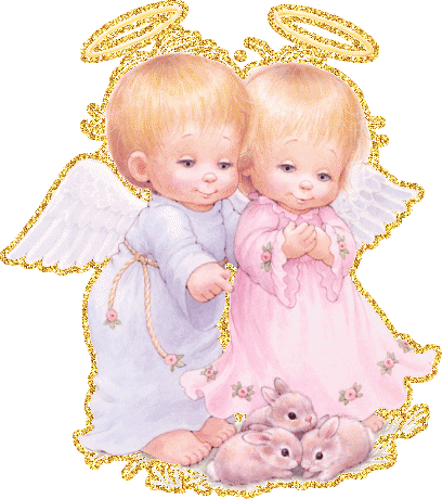 Ангелочки мальчик и девочка обожают кроликов
