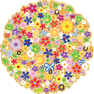 Блестящий нарисованный шар из разноцветных цветов