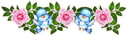 Линеечка разделитель синие птички и розы