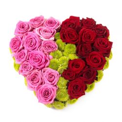 Сердце из трех видов роз