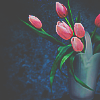  <b>Розовые</b> тюльпаны в сером ведерке  гифка анимация
