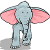  <b>Слон</b> серый с большими розовыми ушами  гифка анимация