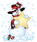 Снеговик держит звезду
