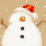 Весёлый снеговик с оранжевым пульсирующим носом