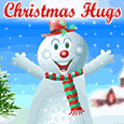 Снеговик и надпись christmas hugs