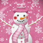 Снеговик на розовом фоне
