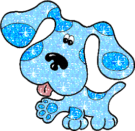 Анимационный рисунок голубой щенок