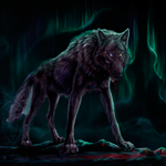 Волк на фоне молний