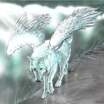 Белый волк с крыльями