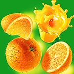 Апельсины на зелёном фоне